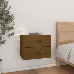 Berkfield Wall-mounted Bedside Cabinet Honey Brown 50x36x40 cm