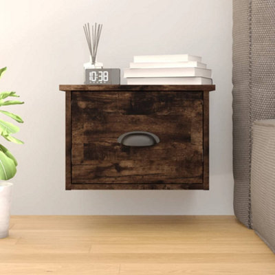 Berkfield Wall-mounted Bedside Cabinet Smoked Oak 41.5x36x28cm
