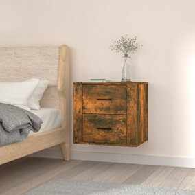 Berkfield Wall-mounted Bedside Cabinet Smoked Oak 50x36x47 cm