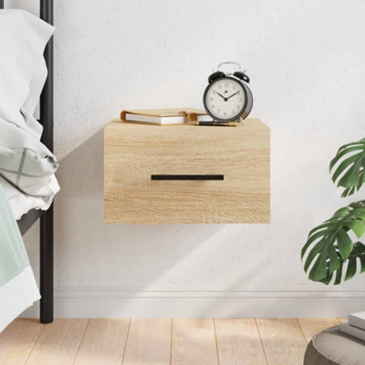 Berkfield Wall-mounted Bedside Cabinet Sonoma Oak 35x35x20 cm | DIY at B&Q