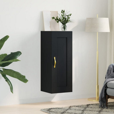 Berkfield Wall Mounted Cabinet Black 34.5x34x90 cm Engineered Wood