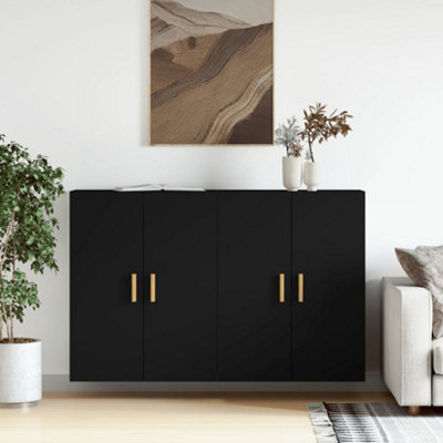 Berkfield Wall Mounted Cabinets 2 pcs Black Engineered Wood