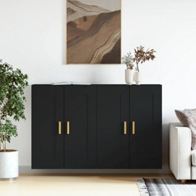 Berkfield Wall Mounted Cabinets 2 pcs Black Engineered Wood