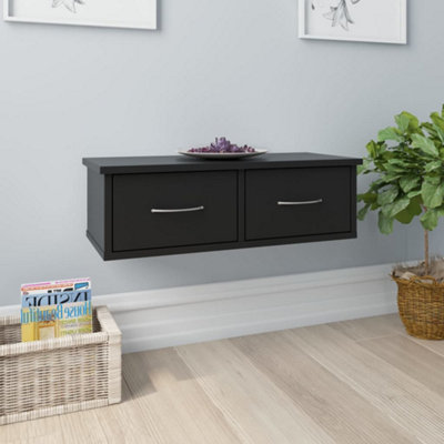 Berkfield Wall-mounted Drawer Shelf Black 60x26x18.5 cm Engineered Wood