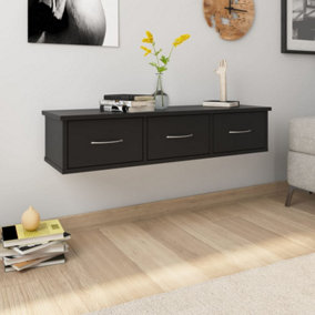 Berkfield Wall-mounted Drawer Shelf Black 88x26x18.5 cm Engineered Wood