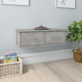 Berkfield Wall-mounted Drawer Shelf Concrete Grey 60x26x18.5 cm Engineered Wood