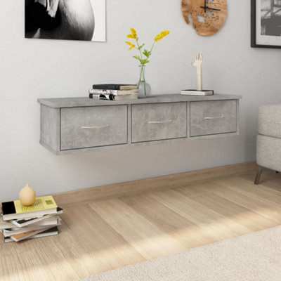 Berkfield Wall-mounted Drawer Shelf Concrete Grey 88x26x18.5 cm Engineered Wood