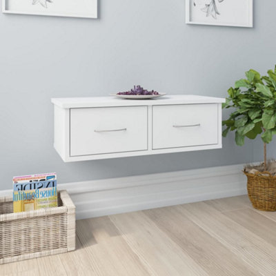 Berkfield Wall-mounted Drawer Shelf High Gloss White 60x26x18.5 cm Engineered Wood