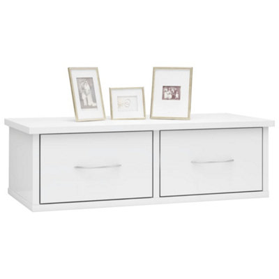 Berkfield Wall-mounted Drawer Shelf High Gloss White 60x26x18.5 cm Engineered Wood