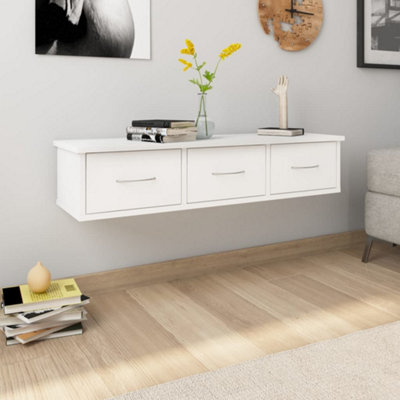 Berkfield Wall-mounted Drawer Shelf White 88x26x18.5 cm Engineered Wood