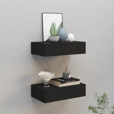 Berkfield Wall-mounted Drawer Shelves 2 pcs Black 40x23.5x10cm MDF