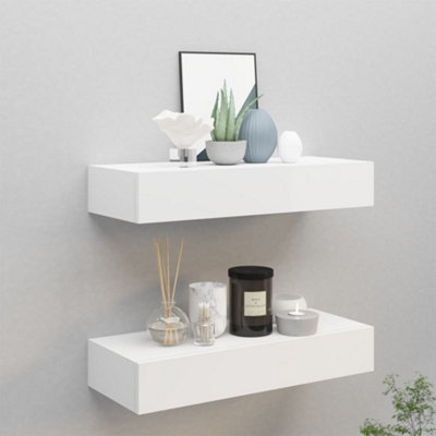 Berkfield Wall-mounted Drawer Shelves 2 Pcs White 60x23.5x10cm Mdf 