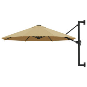 Berkfield Wall-Mounted Parasol with Metal Pole 300 cm Taupe