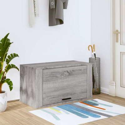 Berkfield Wall-mounted Shoe Cabinet Grey Sonoma 70x35x38 cm Solid Wood ...