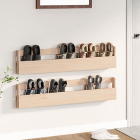 Berkfield Wall-mounted Shoe Racks 2 pcs 110x9x23 cm Solid Wood Pine