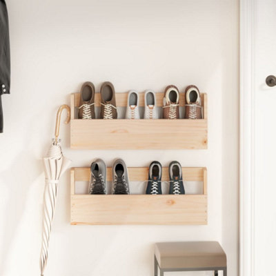 Berkfield Wall-mounted Shoe Racks 2 pcs 59x9x23 cm Solid Wood Pine