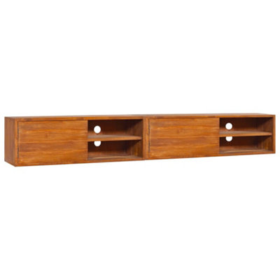 Berkfield Wallmounted TV 180x30x30 cm Solid Teak Wood DIY at B&Q