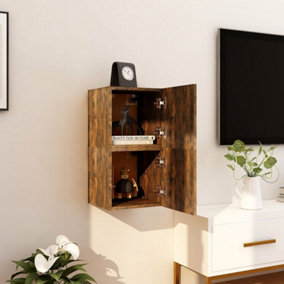 Berkfield Wall Mounted TV Cabinet 2 pcs Smoked Oak 30.5x30x30 cm