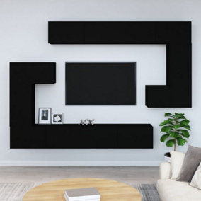 Berkfield Wall-mounted TV Cabinet Black Engineered Wood