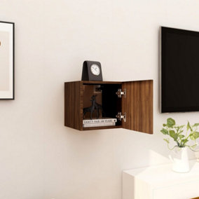Berkfield Wall Mounted TV Cabinet Brown Oak 30.5x30x30 cm