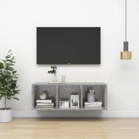 Berkfield Wall-mounted TV Cabinet Concrete Grey 37x37x107 cm Engineered Wood