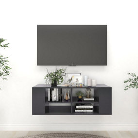 Berkfield Wall-Mounted TV Cabinet Grey 102x35x35 cm Engineered Wood