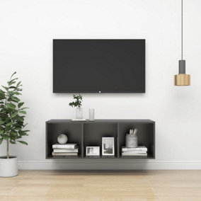 Berkfield Wall-mounted TV Cabinet Grey 37x37x107 cm Engineered Wood
