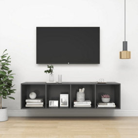 Berkfield Wall-mounted TV Cabinet Grey 37x37x142.5 cm Engineered Wood