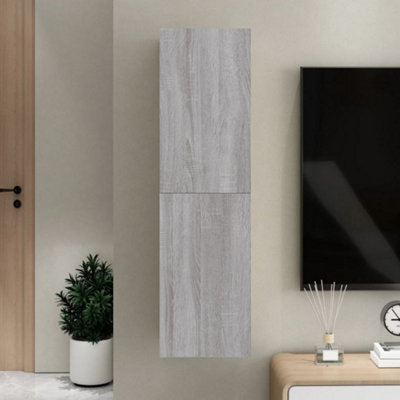 Berkfield Wall-mounted TV Cabinet Grey Sonoma 30.5x30x110 cm | DIY at B&Q