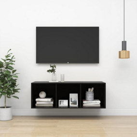 Berkfield Wall-mounted TV Cabinet High Gloss Black 37x37x107 cm Engineered Wood