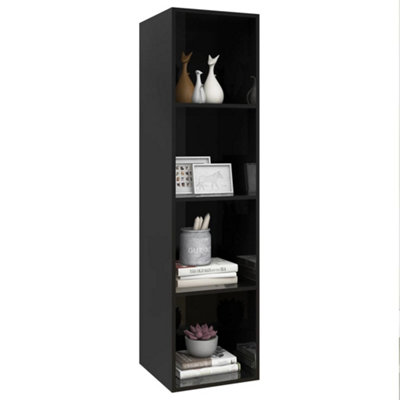 Berkfield Wall-mounted TV Cabinet High Gloss Black 37x37x142.5 cm Engineered Wood