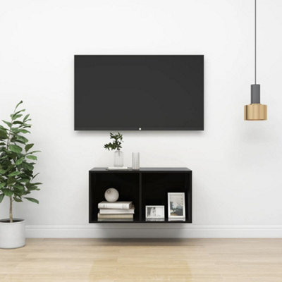 Berkfield Wall-mounted TV Cabinet High Gloss Black 37x37x72 cm ...