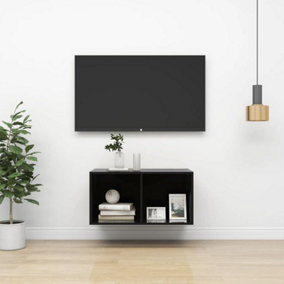 Berkfield Wall-mounted TV Cabinet High Gloss Black 37x37x72 cm Engineered Wood