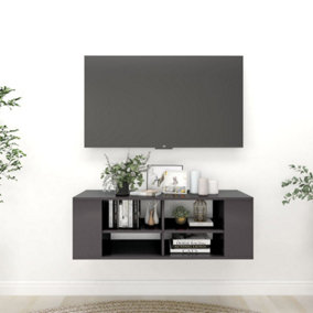 Berkfield Wall-Mounted TV Cabinet High Gloss Grey 102x35x35 cm Engineered Wood