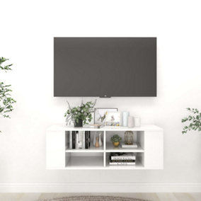 Berkfield Wall-Mounted TV Cabinet High Gloss White 102x35x35 cm Engineered Wood