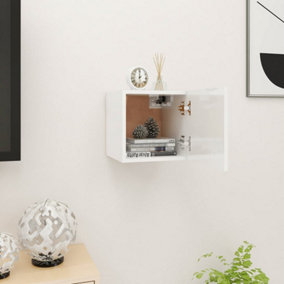 Berkfield Wall Mounted TV Cabinet High Gloss White 30.5x30x30 cm