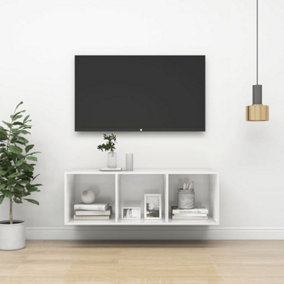 Berkfield Wall-mounted TV Cabinet High Gloss White 37x37x107 cm Engineered Wood