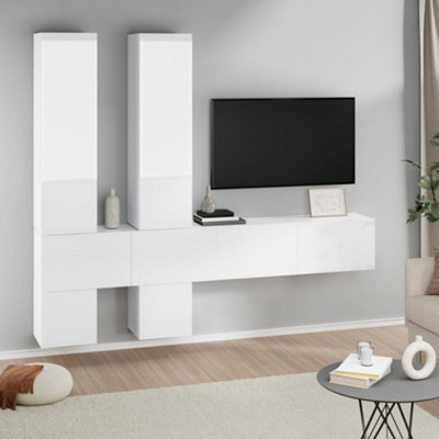 Berkfield Wall-mounted TV Cabinet High Gloss White Engineered Wood ...