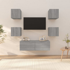 Berkfield Wall-mounted TV Cabinet Set Grey Sonoma Engineered Wood