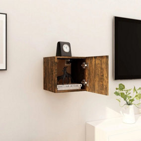 Berkfield Wall Mounted TV Cabinet Smoked Oak 30.5x30x30 cm