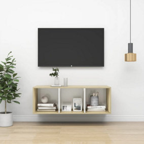 Berkfield Wall-mounted TV Cabinet Sonoma Oak and White 37x37x107 cm Engineered Wood