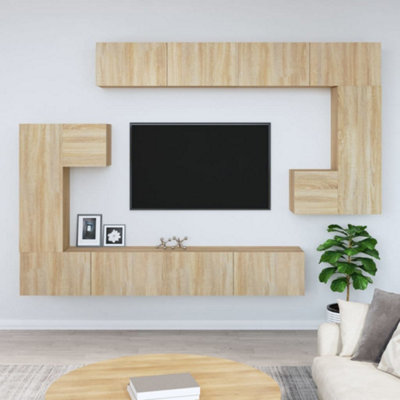 Berkfield Wall-mounted TV Cabinet Sonoma Oak Engineered Wood | DIY at B&Q