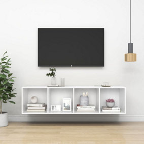 Berkfield Wall-mounted TV Cabinet White 37x37x142.5 cm Engineered Wood
