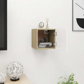 Berkfield Wall Mounted TV Cabinet White and Sonoma Oak 30.5x30x30 cm