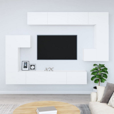 Berkfield Wall-mounted TV Cabinet White Engineered Wood at B&Q
