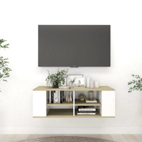 Berkfield Wall-Mounted TV Cabinet White&Sonoma Oak 102x35x35cm Engineered Wood