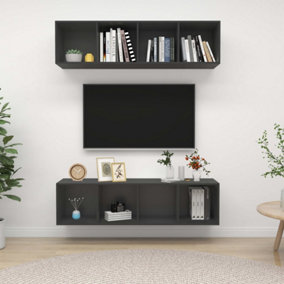 Berkfield Wall-mounted TV Cabinets 2 pcs Grey Engineered Wood