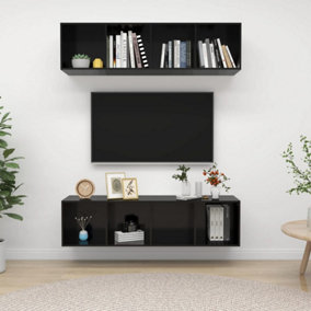 Berkfield Wall-mounted TV Cabinets 2 pcs High Gloss Black Engineered Wood