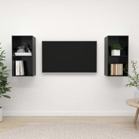 Berkfield Wall-mounted TV Cabinets 2 pcs High Gloss Black Engineered Wood