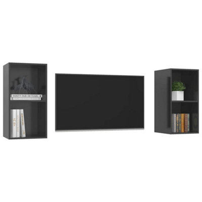 Berkfield Wall-mounted TV Cabinets 2 pcs High Gloss Grey Engineered Wood